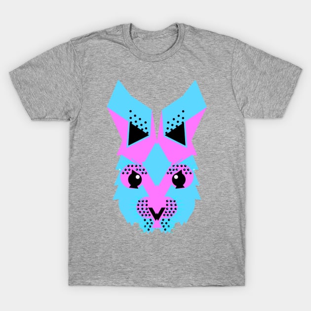 Rabbit face, Neon blue and pink. T-Shirt by AnimalMagic